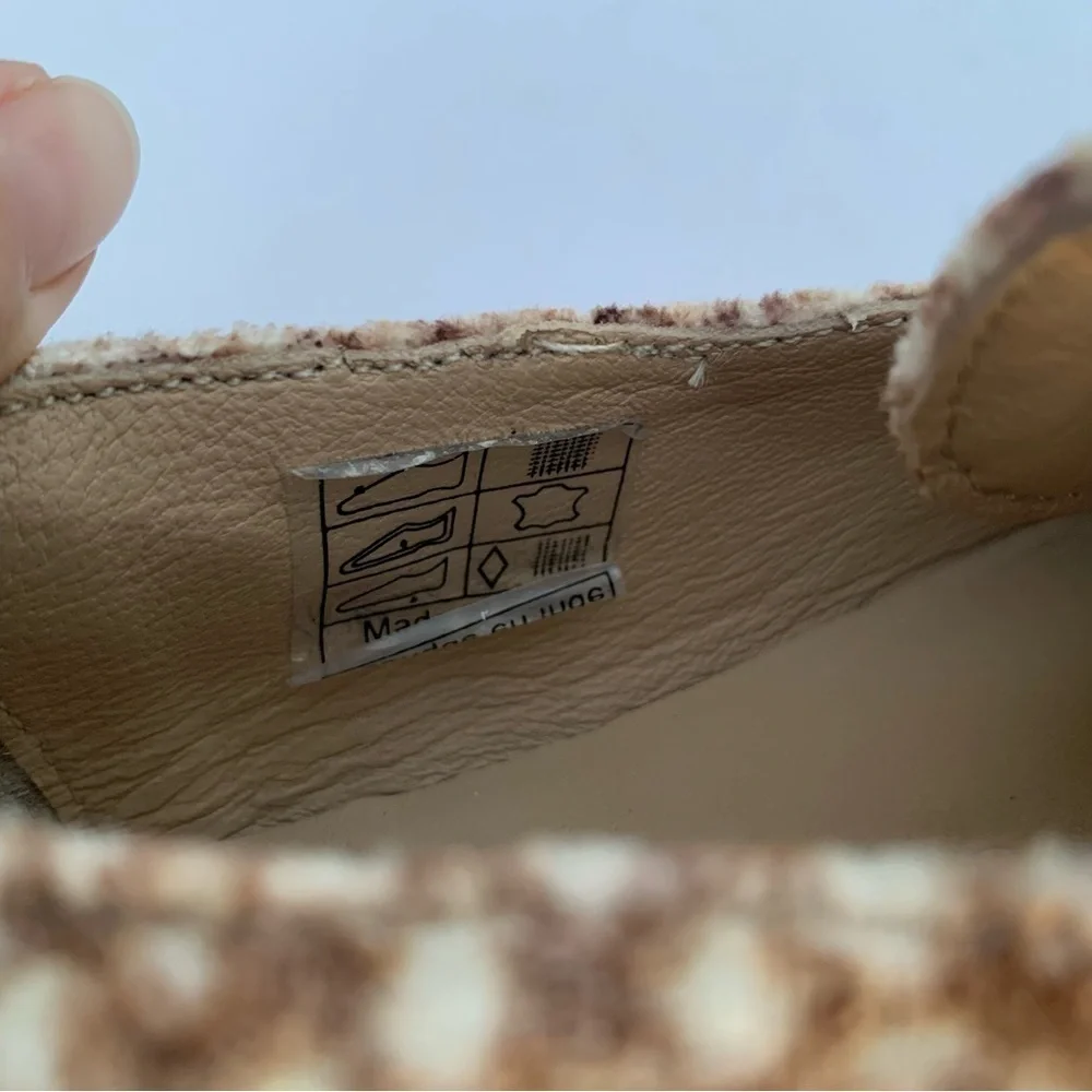 Free People Bohemian Western Snake Eyes Brown and White Loafer Slip Ons